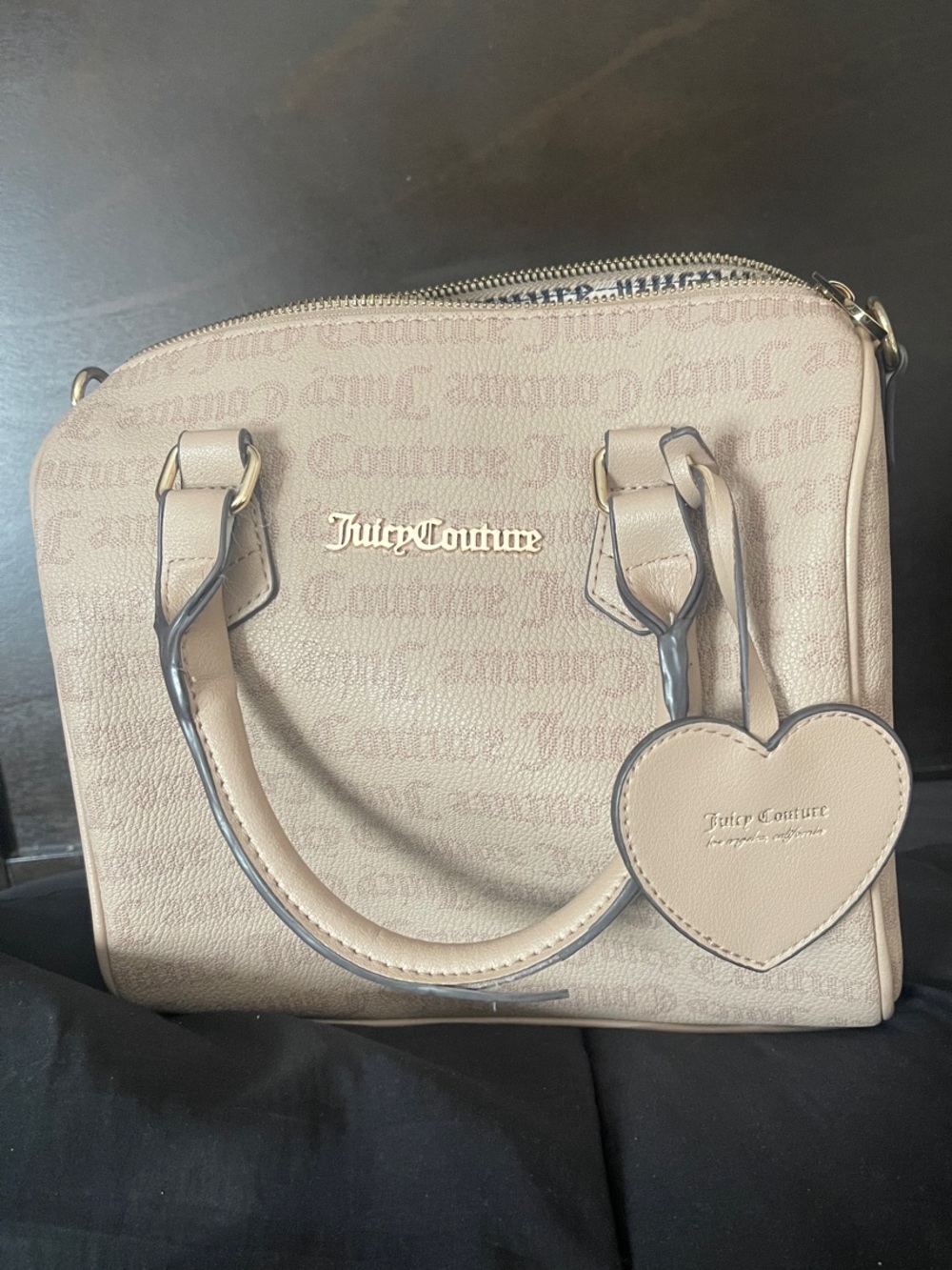 Juicy Couture Cream Dome Satchel with Heart Tag